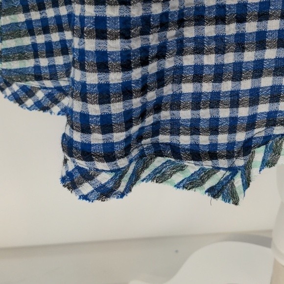 Maeve Anthropologie Waverly Gingham Plaid Blue Purple One Shoulder Dress Size 8 - Picture 5 of 15